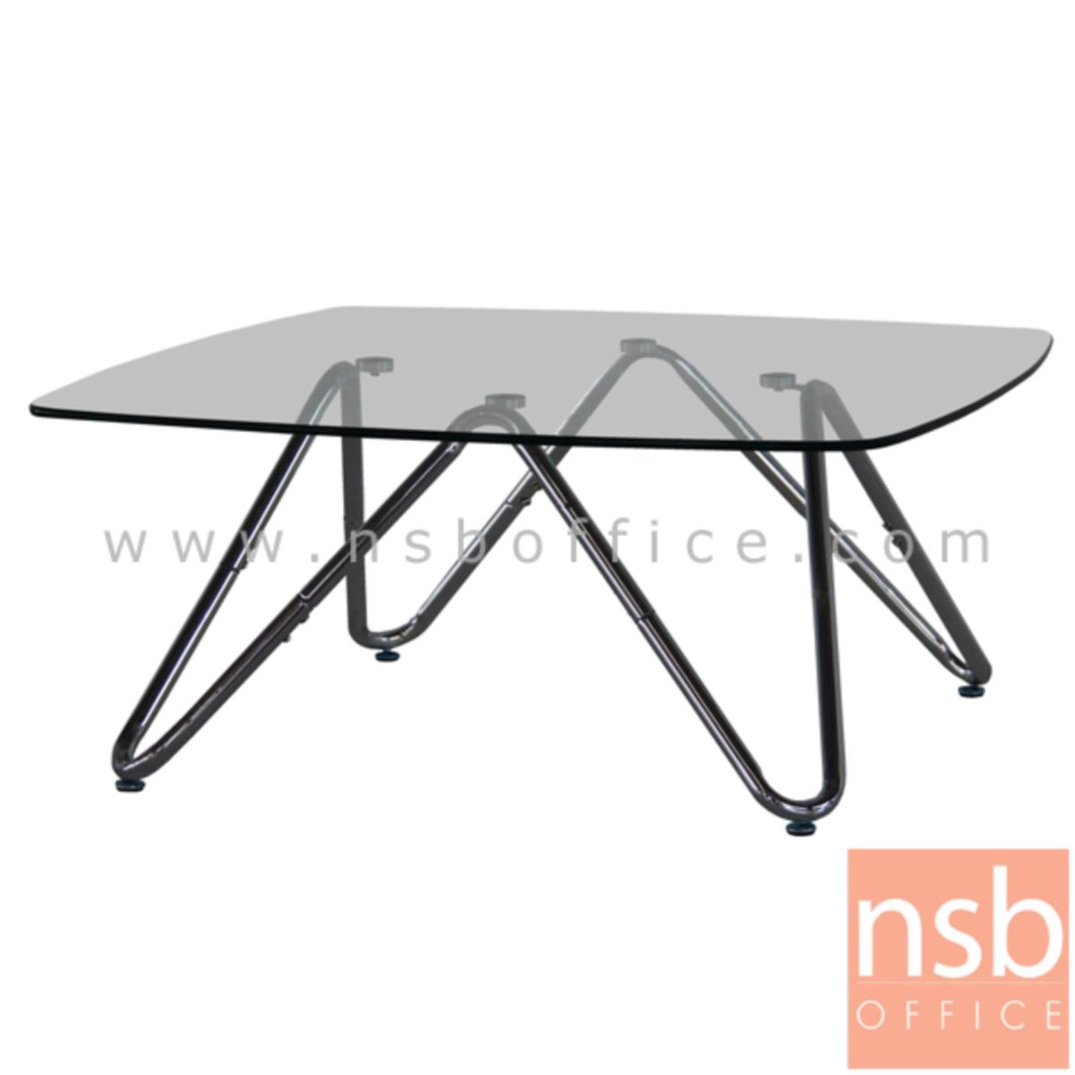 B13A221:โต๊ะกลางกระจก  รุ่น CLYCLAMEN-1253 ขนาด 90W cm. โครงเหล็กชุบโครเมี่ยม