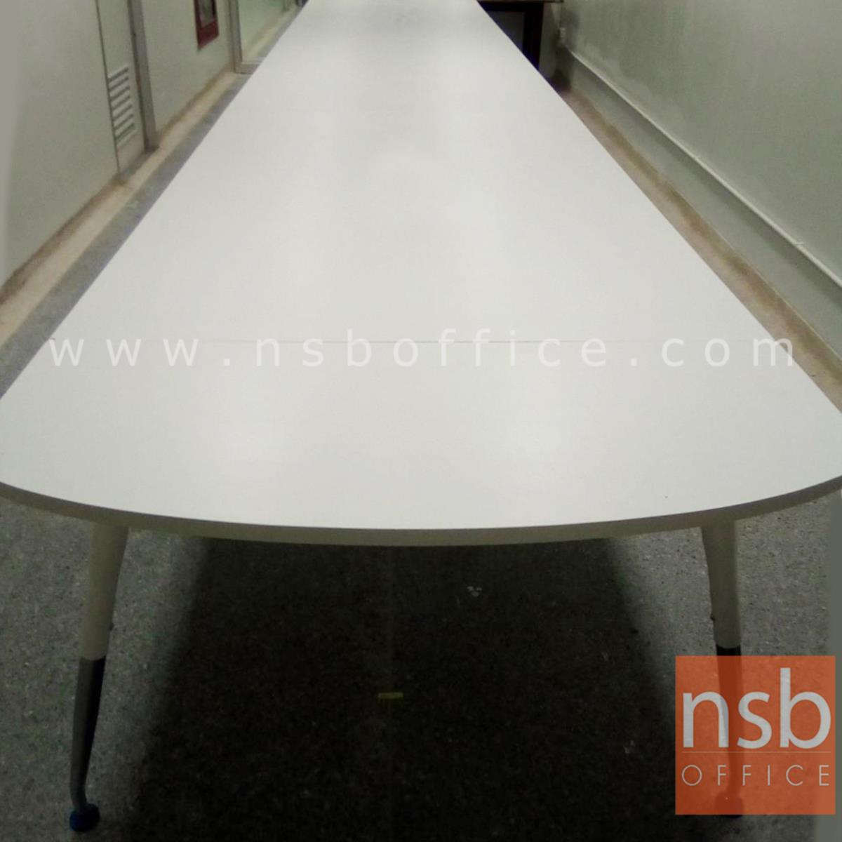 โต๊ะประชุมหัวโค้ง ขาปลายเรียว ลึก 180 cm.  