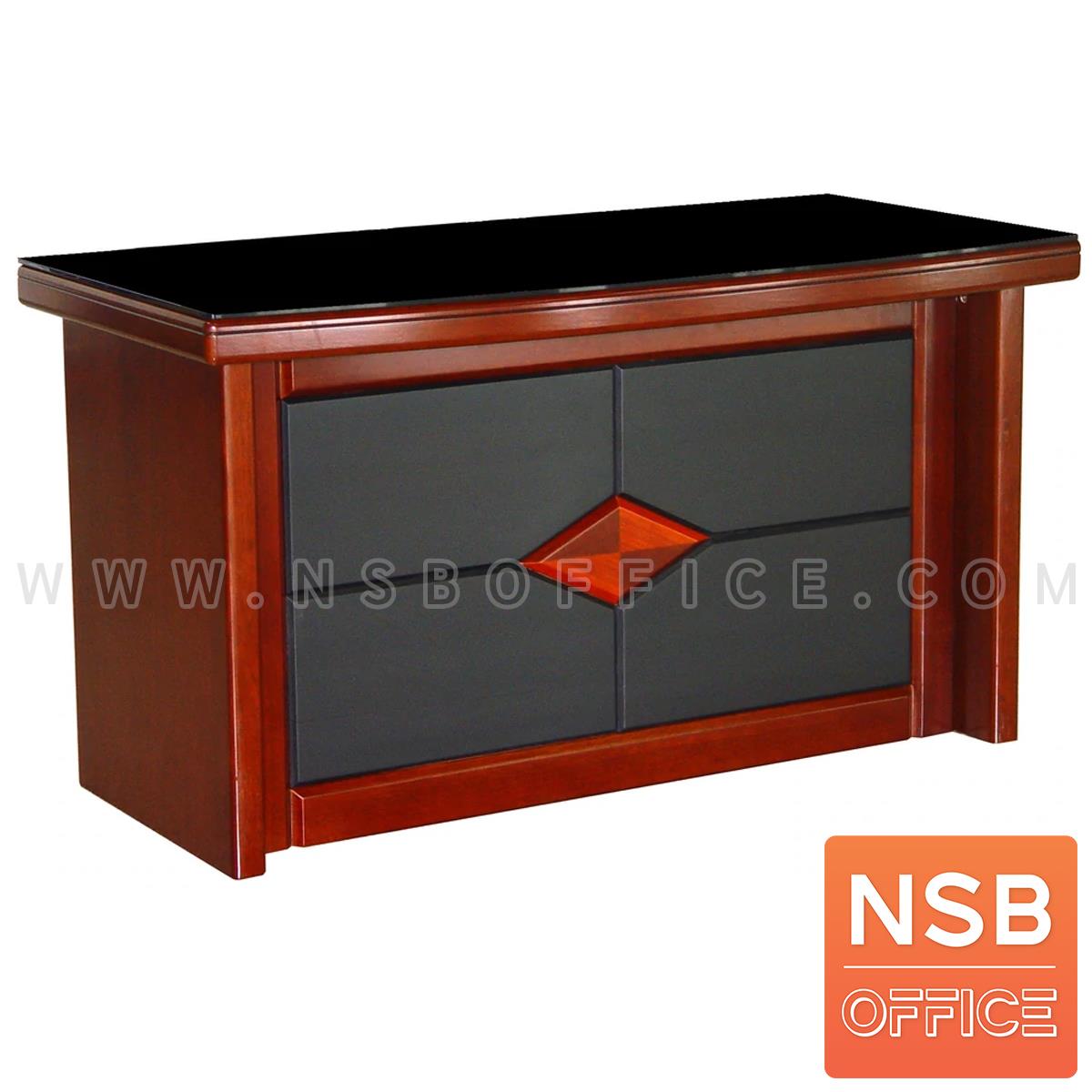 A06A087:โต๊ะผู้บริหารทรงตรงหน้ากระจก 3 ลิ้นชัก  รุ่น Jean (จีน) ขนาด 140W cm. พร้อมรางคีย์บอร์ด