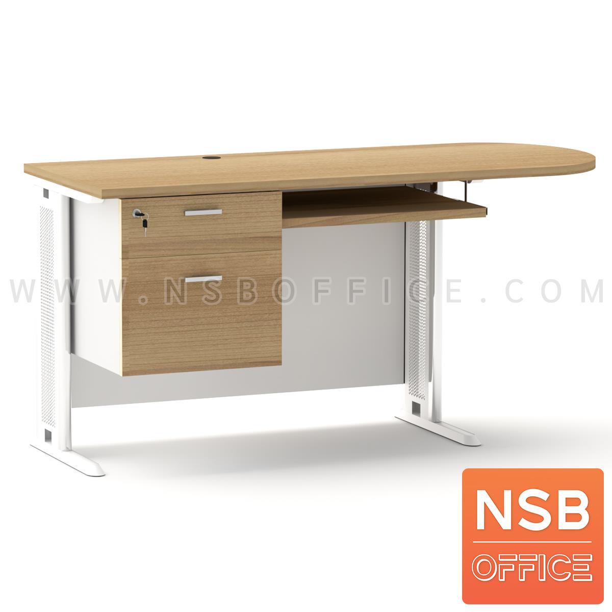 B32A015:โต๊ะแพทย์ในห้องตรวจ รุ่น Hikaru (ฮิคารุ) ขนาด 120W, 150W cm. 2 ลิ้นชัก รางคีย์บอร์ด ขาไม้