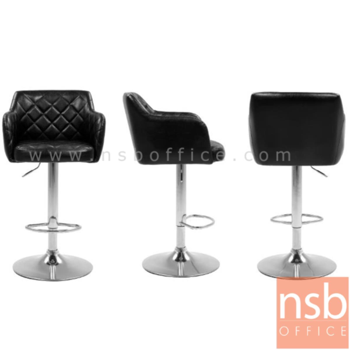 เก้าอี้บาร์สูงหนัง PU BY-CAST รุ่น BHS-5771 ขนาด 56W cm. โช๊คแก๊ส ขาโครเมี่ยมฐานจานกลม
