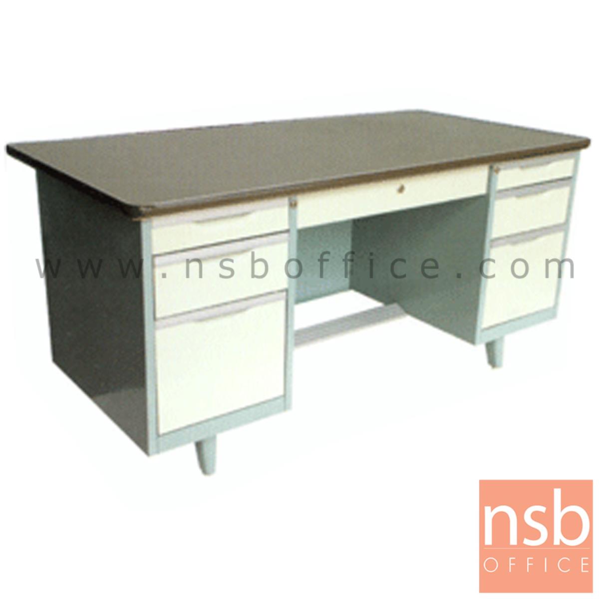 E22A007:โต๊ะทำงานเหล็กหน้าเหล็ก PVC 7 ลิ้นชัก รุ่น ST-5460 ขนาด 4.5 ,5 ฟุต 