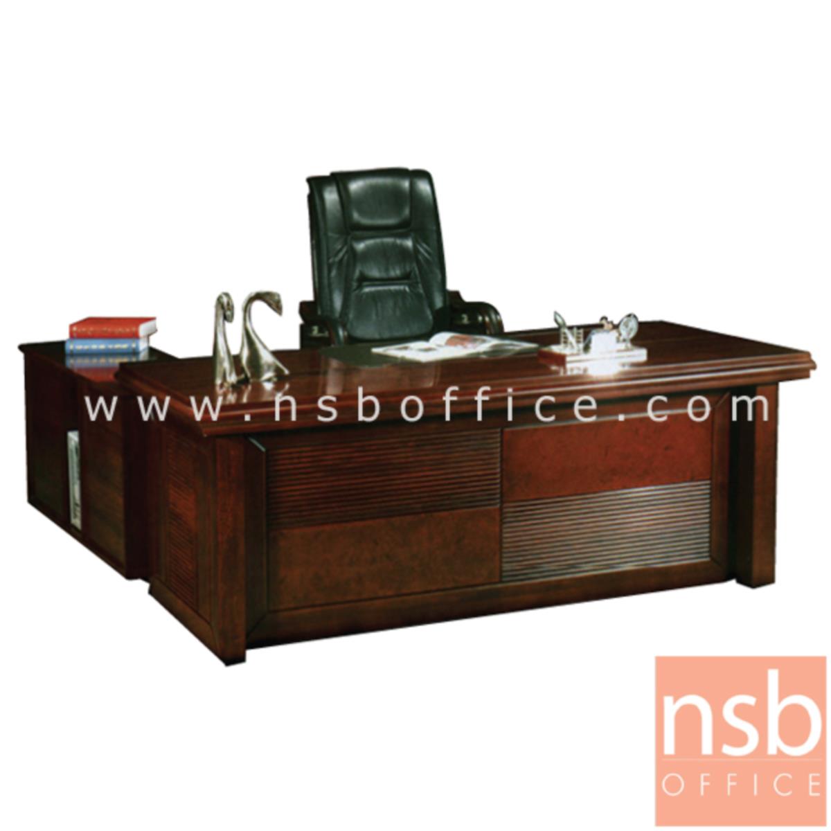 A06A019:โต๊ะผู้บริหารตัวแอล  รุ่น Regent (เรเจนท์) ขนาด 180W cm. พร้อมตู้ลิ้นชักและตู้ข้างโต๊ะ