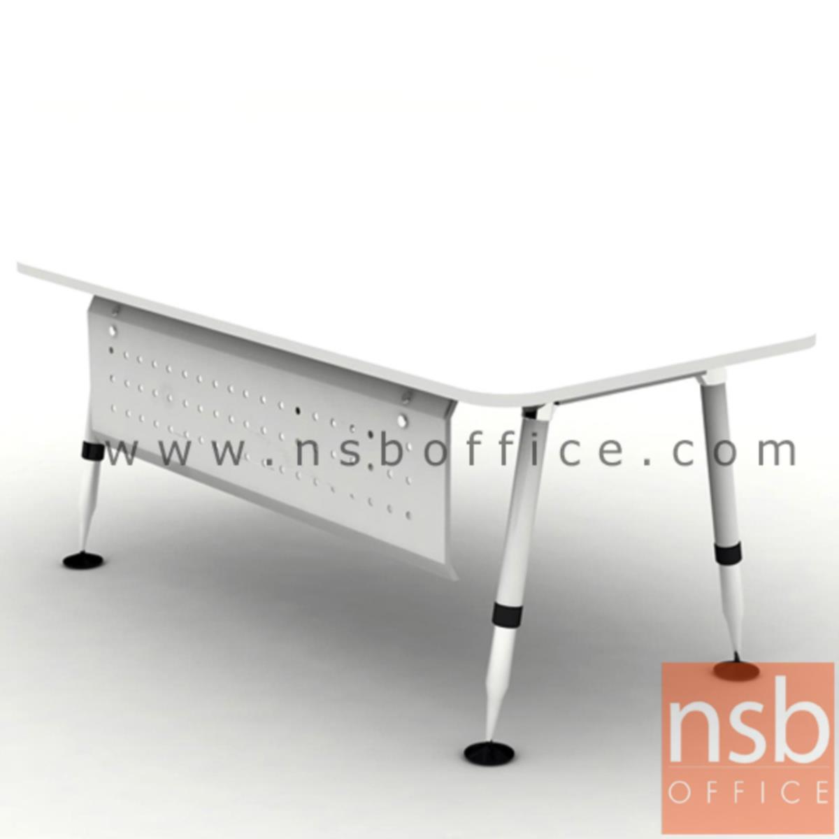 โต๊ะผู้บริหารทรงสี่เหลี่ยม รุ่น HB-DK04-1890  ขนาด 180W cm. ขาเหล็กสีขาวปลายโครเมี่ยม