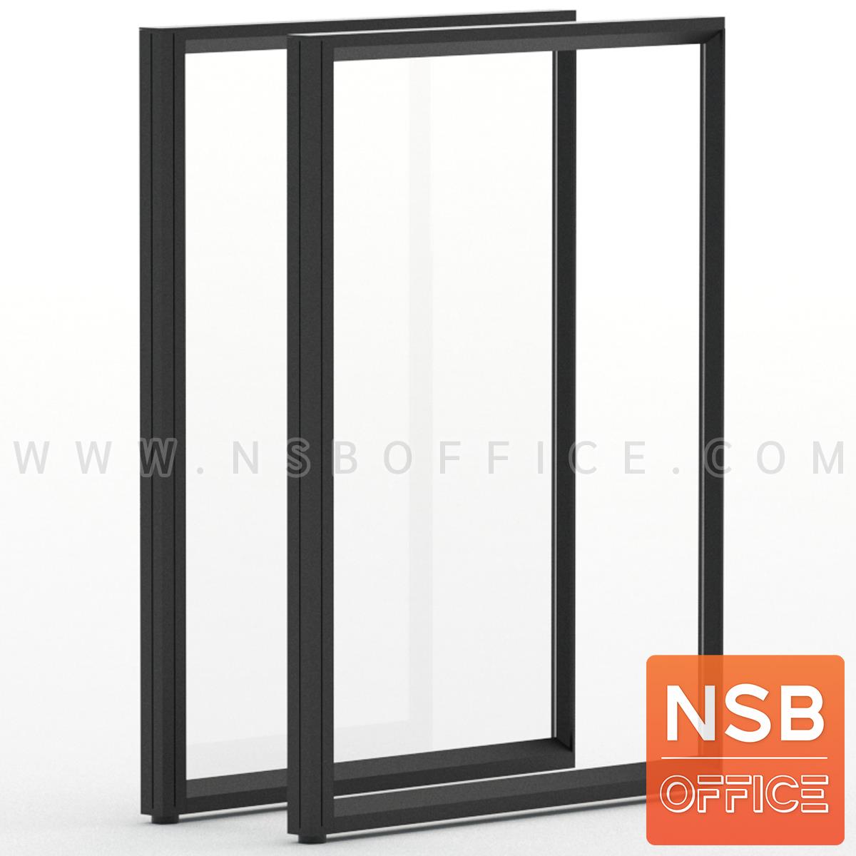 P01A069:พาร์ทิชั่นแบบกระจกใสล้วนทั้งแผง P-01 NSB สูง 160 ซม. พร้อมเสาเริ่ม มีกล่องร้อยสายไฟ