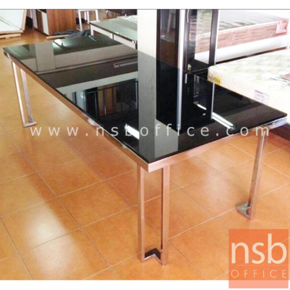 โต๊ะรับประทานอาหารหน้ากระจกใหญ่พิเศษ  รุ่น LATTE ขนาด 240W cm. โครงขาสเตนเลส