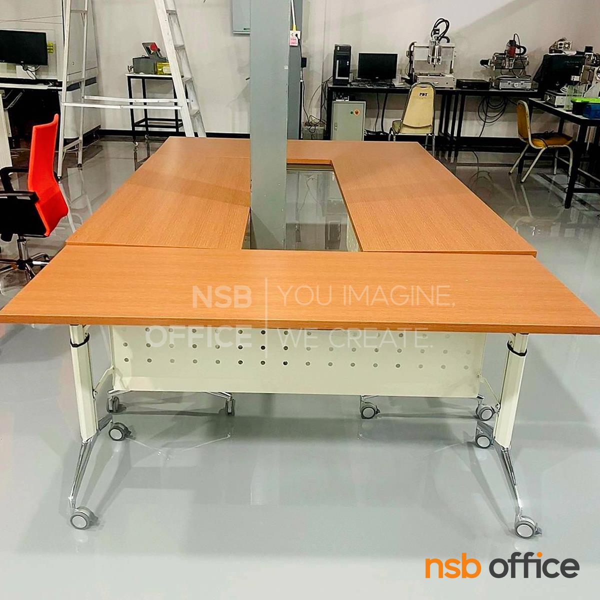โต๊ะประชุมพับเก็บได้ล้อเลื่อน รุ่น YT-FTG20 ขนาด 160W*60D ,80D cm.  พร้อมบังโป๊เหล็ก