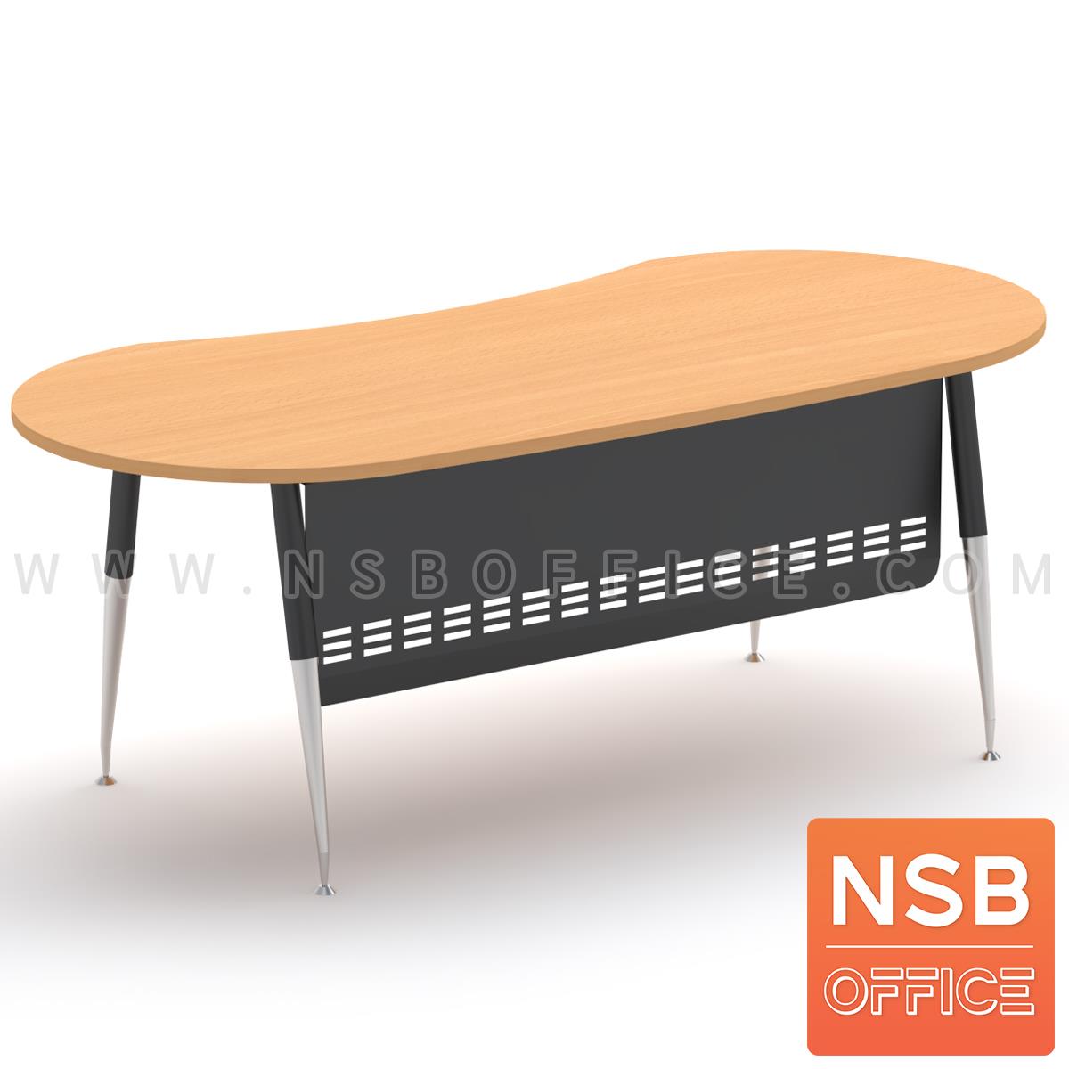 A30A046:โต๊ะผู้บริหารทรงรูปถั่ว รุ่น Barebone (แบร์โบน) ขนาด 200 cm.  ขาเหล็กวีคว่ำทำสี ปลายเรียว