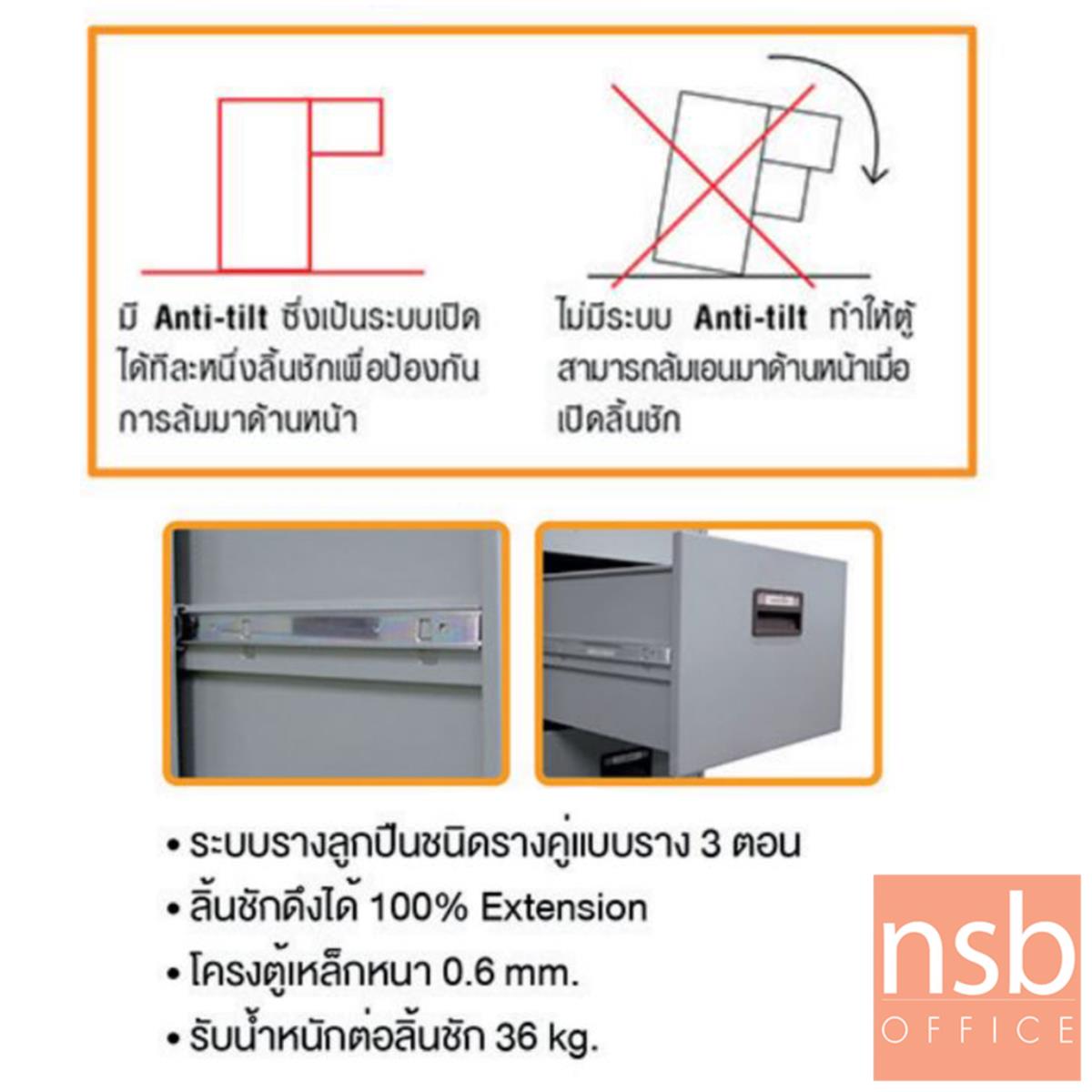 ตู้ลิ้นชักแฟ้มแขวน 4 ลิ้นชัก (มีระบบป้องกันทางล้ม Anti tilt) รุ่น FC-954  (เหลือ 2 ใบ รุ่นหนาโรงงานยกเลิกผลิตแล้ว)