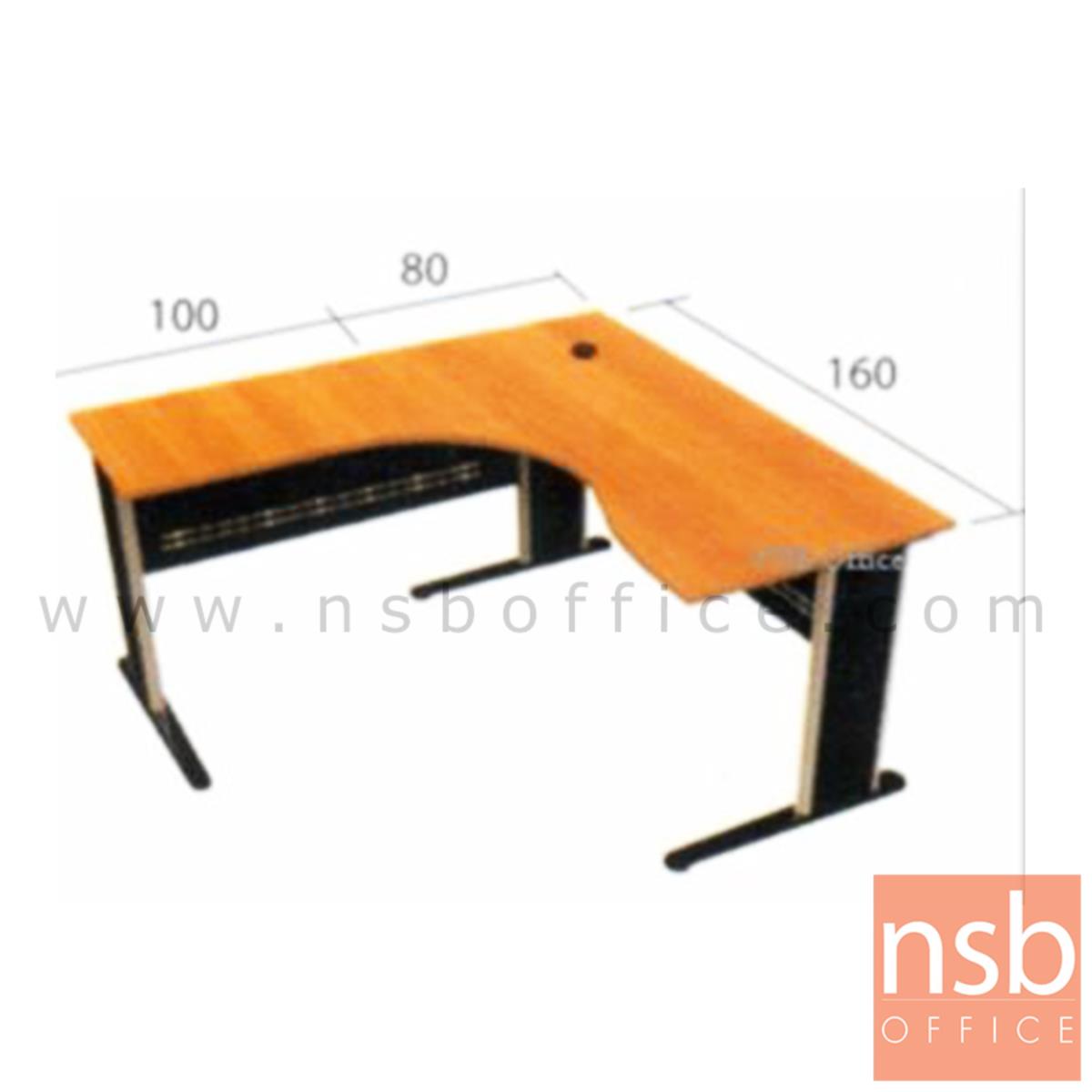 โต๊ะผู้บริหารตัวแอลหน้าโค้งเว้า  รุ่น Andorian ขนาด 160W1 ,180W1*180W2 cm.  ขาเหล็ก
