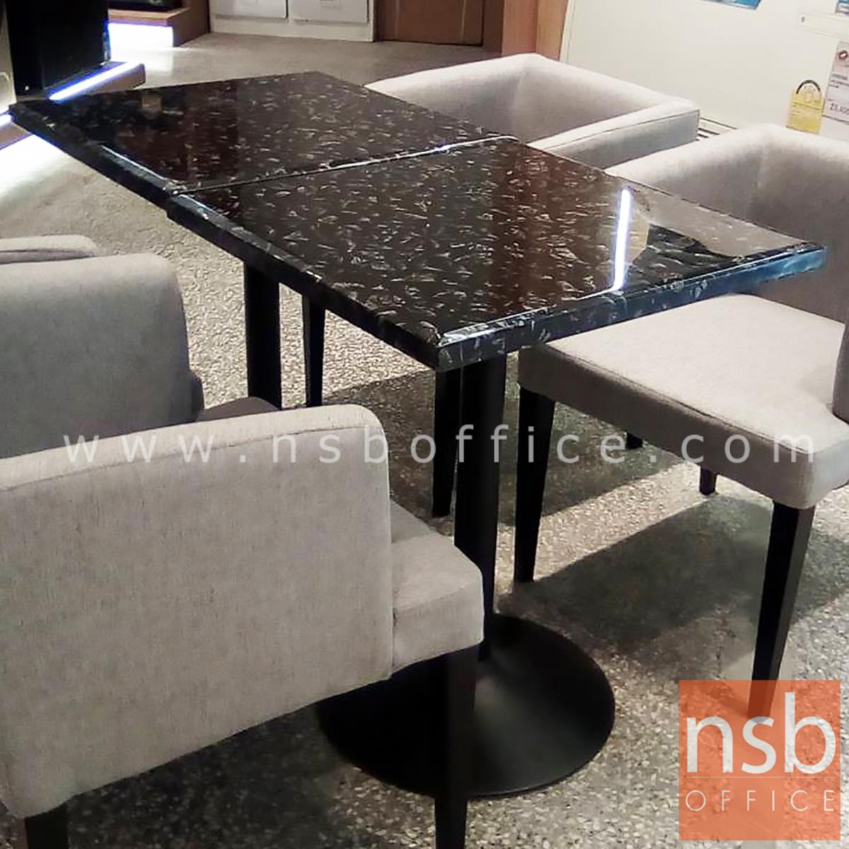 โต๊ะหน้าหินอ่อน รุ่น Beckinsale (เบ็กคินเซล) ขนาด 60W ,60Di cm.  โครงเหล็กเคลือบสีดำ