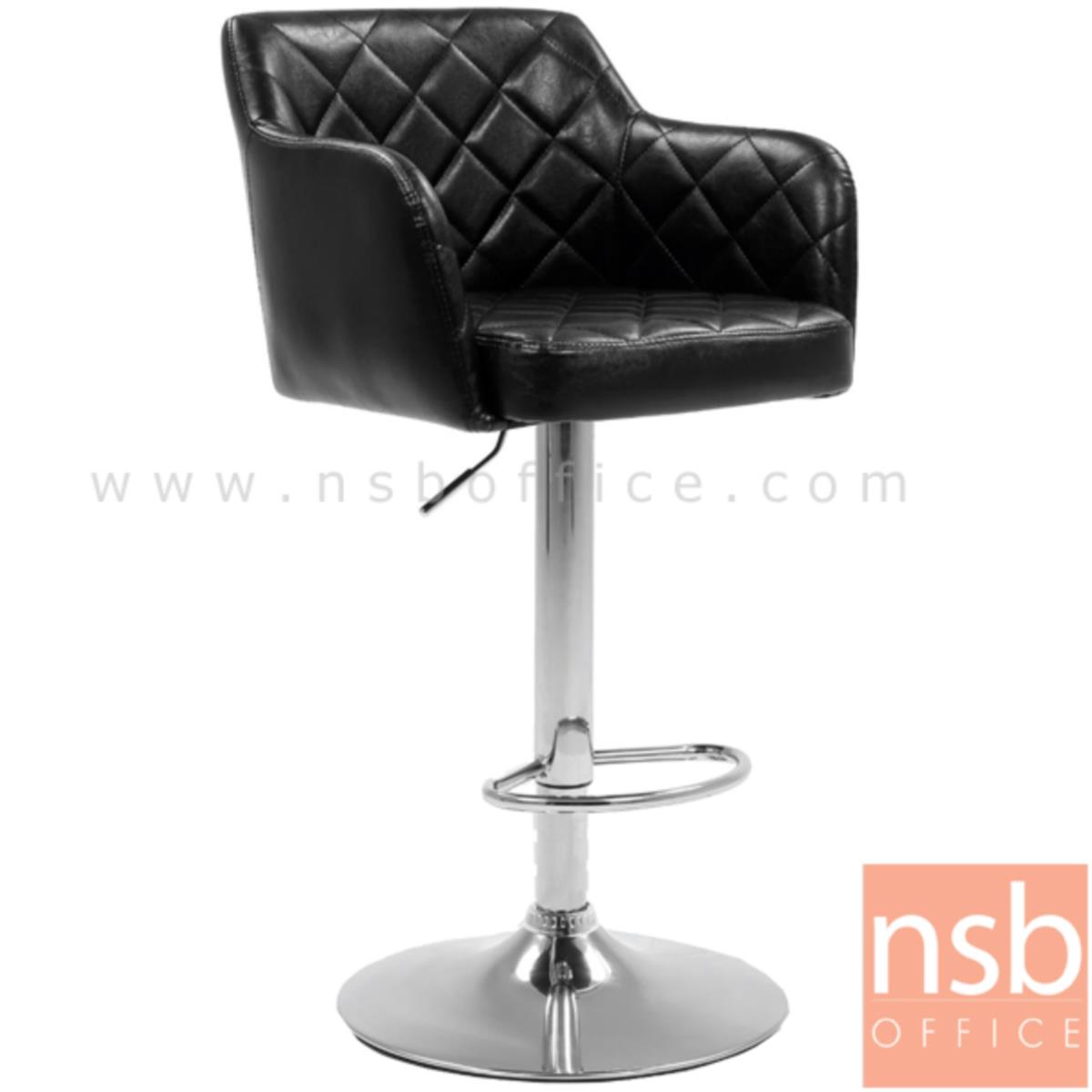 B18A029:เก้าอี้บาร์สูงหนัง PU BY-CAST รุ่น BHS-5771 ขนาด 56W cm. โช๊คแก๊ส ขาโครเมี่ยมฐานจานกลม