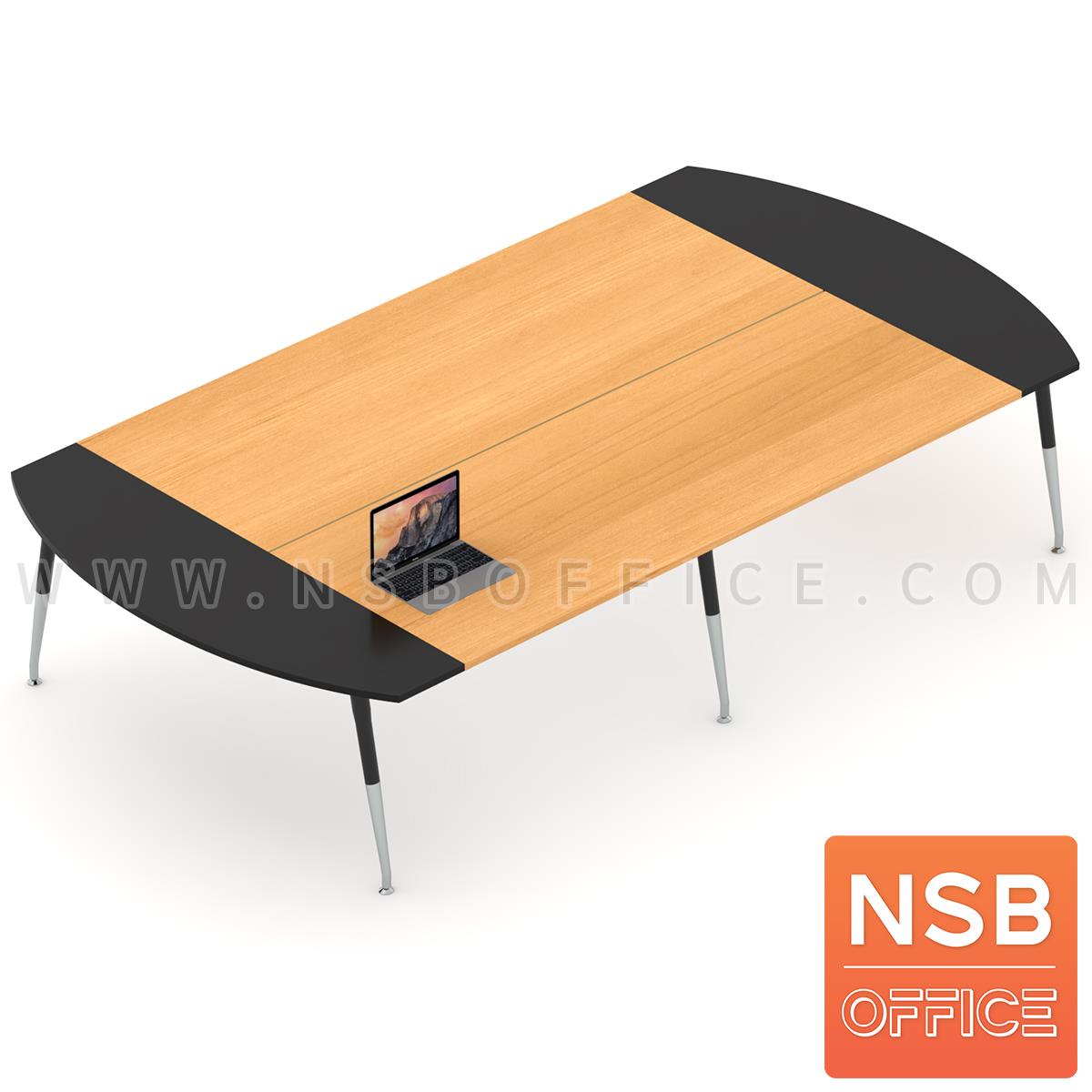 A05A132:โต๊ะประชุมหัวโค้ง ขาปลายเรียว ลึก 180 cm.  