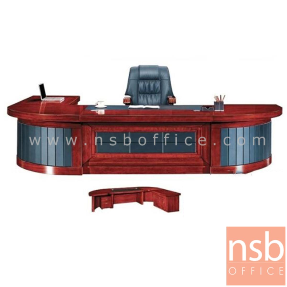 A06A091:โต๊ะผู้บริหารตัวแอล  รุ่น Lillis (ลิลลิส) ขนาด 330W cm. ยาวพิเศษ พร้อมตู้ข้างและตู้ลิ้นชัก