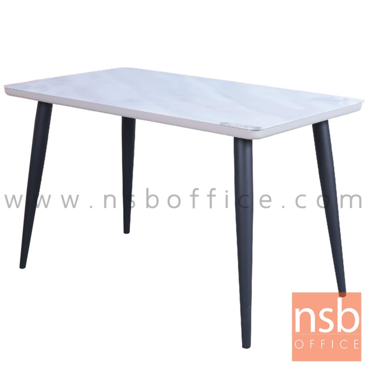 G14A218:โต๊ะรับประทานอาหาร รุ่น Bolza (โบลซา) ขนาด 120W cm. หน้ากระจกลายหินอ่อน ขาเหล็ก