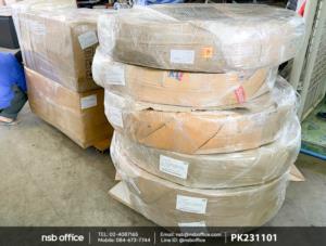 ตัวอย่างการแพ๊คกิ้ง โต๊ะพับจีนหน้าพลาสติก ขนาด 120Di cm.