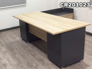 โต๊ะทำงานผู้บริหาร 2 ลิ้นชัก ขนาด 180W cm. พร้อมตู้แอลขวา เมลามีน สีแกรนโอ๊คตัดกราไฟท์