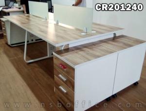 ชุดโต๊ะทำงานกลุ่ม รุ่น Lenka (เล็งกา) 4ที่นั่ง ขนาด 240W cm. พร้อมมินิสกรีนด้านหน้า ขาเหล็ก