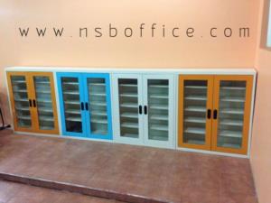 ตู้เอนกประสงค์ 2 บานเปิดกระจก สูง 105 ซม.